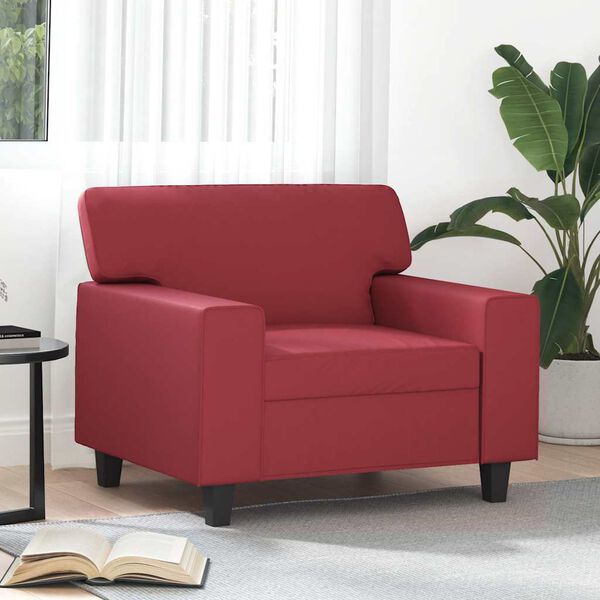 vidaXL Sill&oacute;n cuero sint&eacute;tico rojo tinto 60 cm