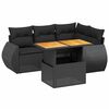 vidaXL Set de muebles de jard&iacute;n 5 pzas y cojines rat&aacute;n sint&eacute;tico negro