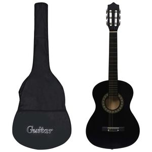vidaXL Guitarra clásica principiante y niño con funda negro 1/2 34"