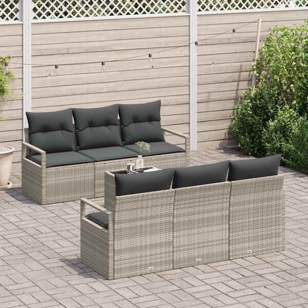 vidaXL Conjunto de sof&aacute; de jard&iacute;n 7 pcs Gris Claro y Gris Oscuro