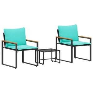 vidaXL Juegos de muebles 3 uds. Negro y Turquesa Rat&aacute;n