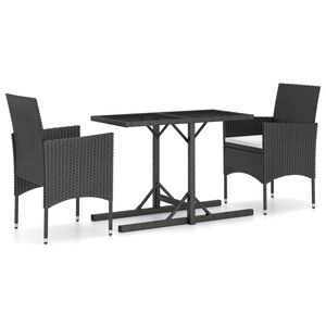 vidaXL Juego de comedor para jard&iacute;n 3 piezas negro