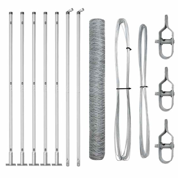 vidaXL Poste de Valla Plateado 10 x 0,8 m (malla de 36 mm) Acero