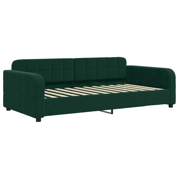 vidaXL Sof&aacute; cama con colch&oacute;n terciopelo verde oscuro 90x200 cm