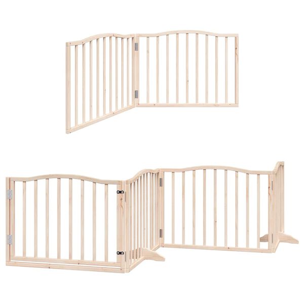 vidaXL Puerta para perros plegable 10 paneles madera de &aacute;lamo 800 cm