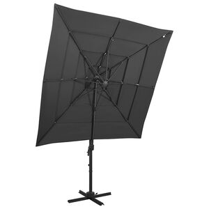 vidaXL Sombrilla jard&iacute;n 4 niveles palo aluminio antracita 250x250 cm