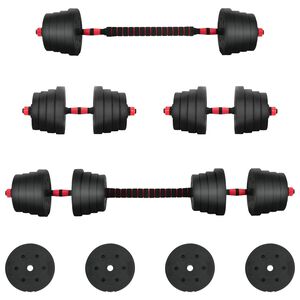 vidaXL Juego de Mancuernas 2 en 1 40kg Negro y rojo