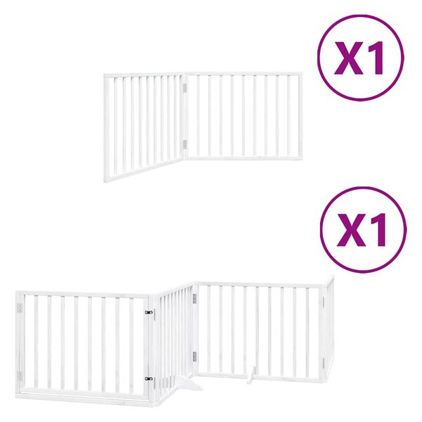 vidaXL Puerta de perros plegable 6 paneles madera &aacute;lamo blanca 480 cm