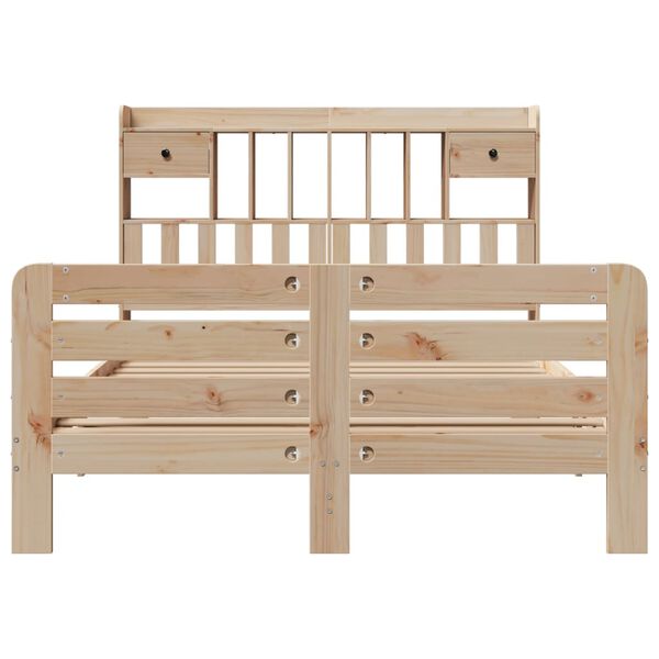 vidaXL Cama con estanter&iacute;a sin colch&oacute;n madera maciza de pino 160x200cm
