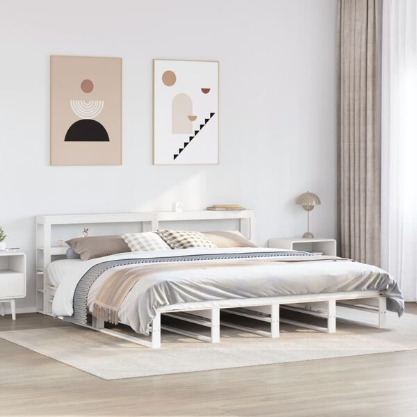 vidaXL Cama sin colch&oacute;n madera maciza de pino blanca 180x200 cm