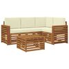 vidaXL Conjunto de sof&aacute;s de exterior 5 uds. Natural y Crema Poli&eacute;ster