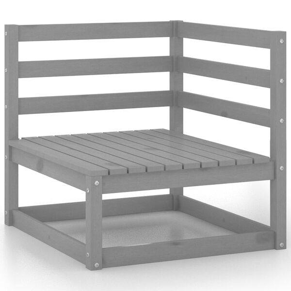 vidaXL Muebles de jardín 12 piezas gris madera de pino maciza