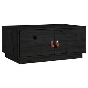 vidaXL Mesa de centro de madera maciza de pino negro 80x50x35 cm