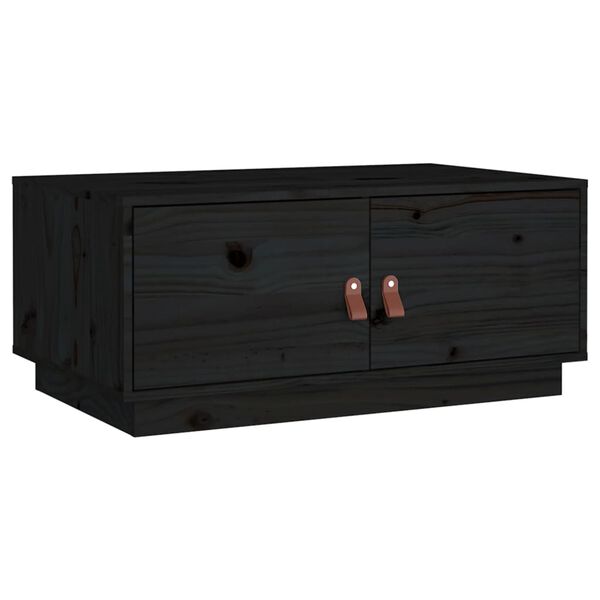 vidaXL Mesa de centro de madera maciza de pino negro 80x50x35 cm