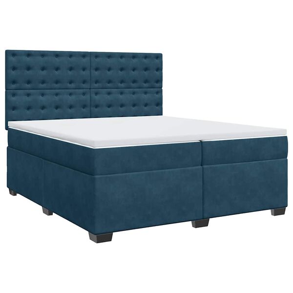vidaXL Cama box spring con colch&oacute;n terciopelo azul 200x200 cm