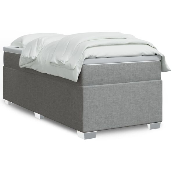 vidaXL Cama box spring con colchón tela gris claro 90x200 cm