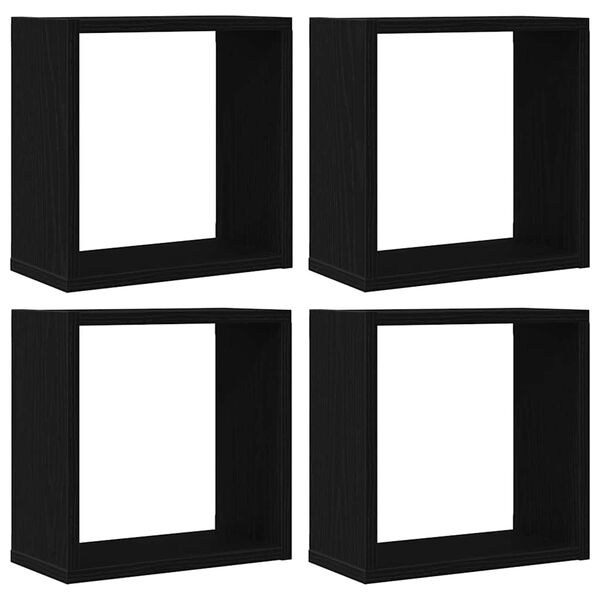 vidaXL Estantes c&uacute;bicos de pared 4 uds roble negro 30x15x30 cm