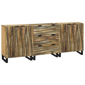 vidaXL Juego de Aparador 3 uds. Natural 180 x 33 x 75 cm