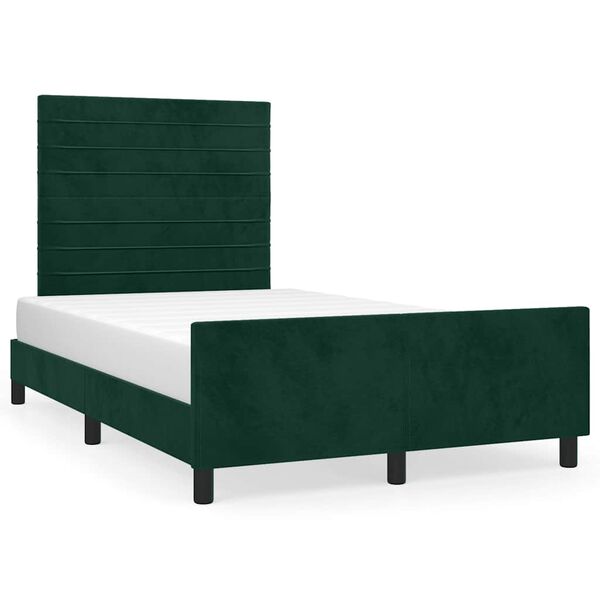 vidaXL Estructura cama sin colch&oacute;n terciopelo verde oscuro 120x200 cm