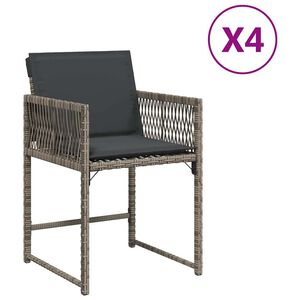 vidaXL Sillones de jard&iacute;n con cojines 4 uds rat&aacute;n sint&eacute;tico gris