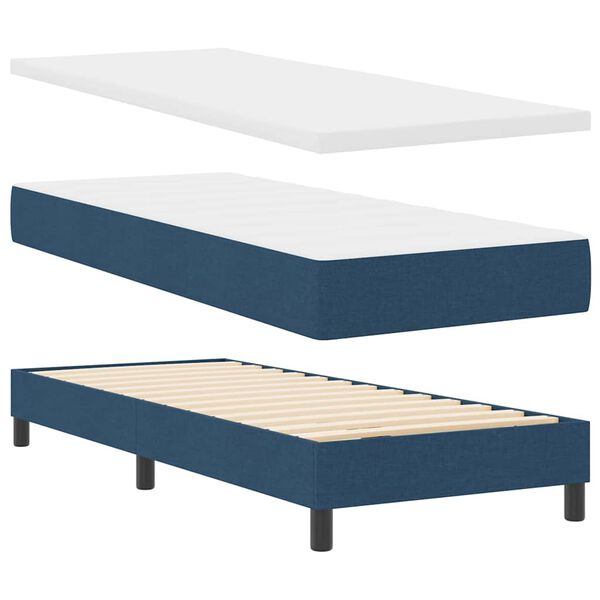vidaXL Cama tipo Box Spring con colch&oacute;n Azul 200 x 80 cm tela