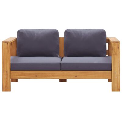 vidaXL Banco sofá de jardín y cojines madera maciza acacia gris 140 cm