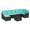 vidaXL Conjunto de sof&aacute; de jard&iacute;n con coj&iacute;n 8 pcs Negro y Turquesa