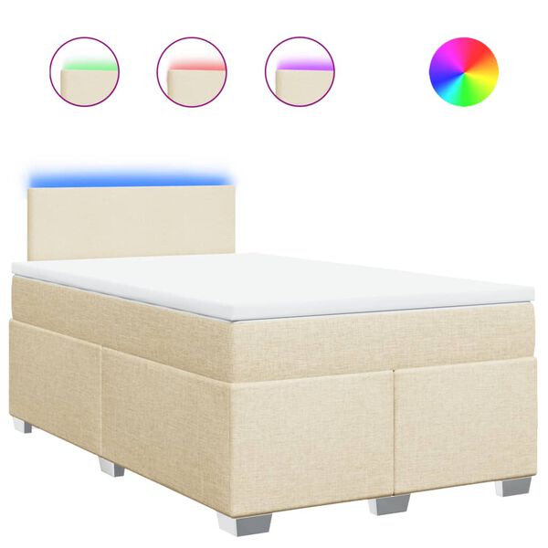 vidaXL Cama box spring con colch&oacute;n tela color crema 120x200 cm