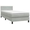 vidaXL Cama box spring con colch&oacute;n terciopelo gris claro 90x220 cm