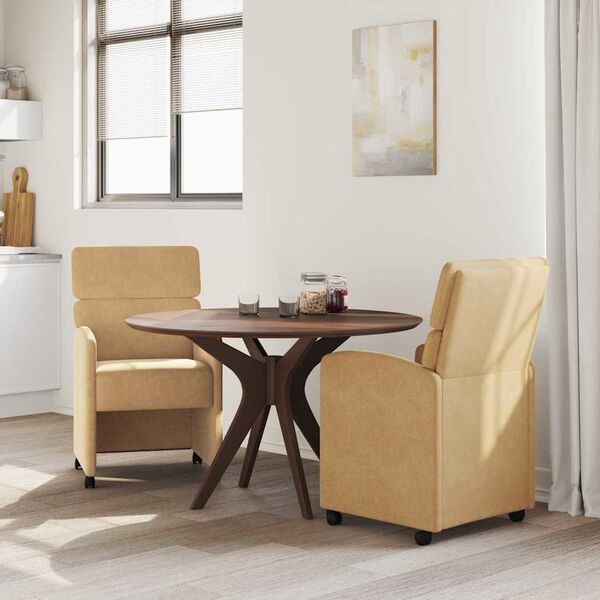 vidaXL Sillas de Comedor con Ruedas 2 pcs Marrón 58 x 65 x 98 cm
