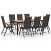 vidaXL Juego de comedor de jard&iacute;n 9 piezas aluminio negro