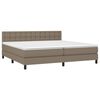 vidaXL Cama box spring colch&oacute;n y luces LED tela gris taupe 200x200 cm