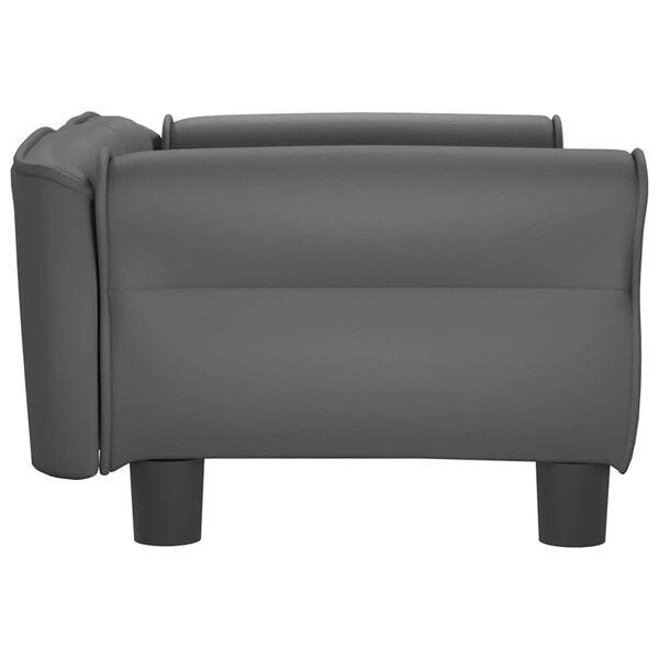 vidaXL Cama para perros de cuero sint&eacute;tico gris 70x45x30 cm