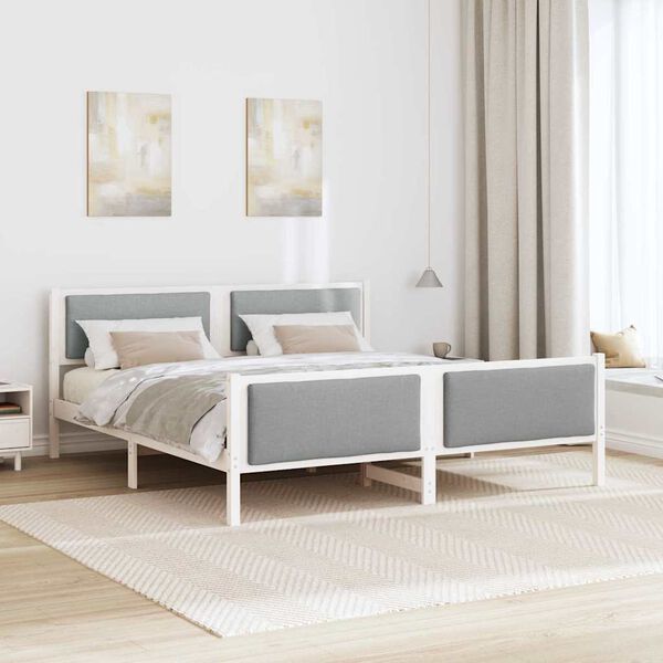 vidaXL Estructura de cama con cabecera Gris Claro 180 x 200 cm tela