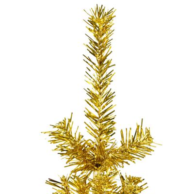 vidaXL Medio árbol de Navidad artificial con soporte dorado 180 cm