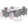 vidaXL Set comedor jard&iacute;n 7 pzas y cojines rat&aacute;n sint&eacute;tico vidrio gris