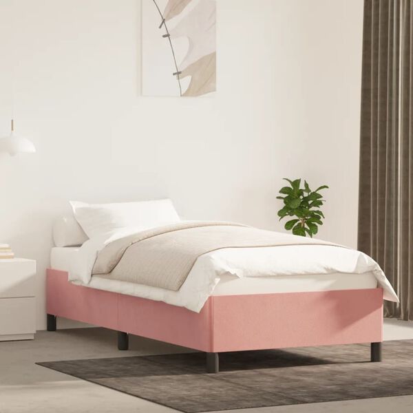 vidaXL Estructura de cama sin colch&oacute;n terciopelo rosa 100x200 cm