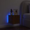 vidaXL Mueble de TV de pared con luces LED roble marr&oacute;n 30,5x35x30 cm