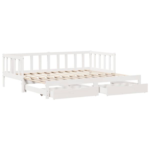 vidaXL Sofá cama nido con cajones sin colchón blanco 90x200 cm