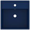 vidaXL Lavabo cuadrado rebosadero cerámica azul oscuro mate 41x41cm