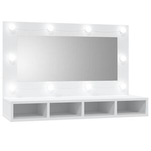 vidaXL Mueble con espejo y luces LED blanco 90x31,5x62 cm