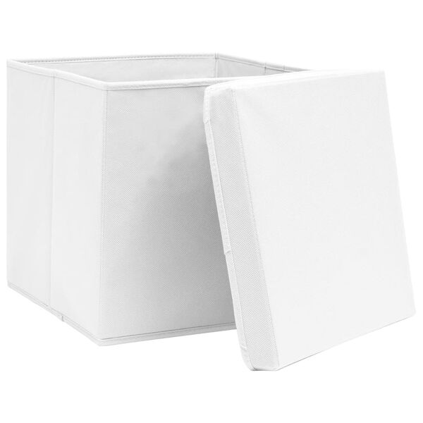 vidaXL Cajas de almacenaje con tapas 4 uds blanco 28x28x28 cm