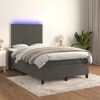vidaXL Cama box spring colch&oacute;n y LED terciopelo gris oscuro 120x190 cm