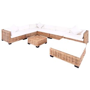 vidaXL Juego de sof&aacute;s de 27 piezas rat&aacute;n natural