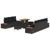 vidaXL Conjunto de sof&aacute;s de jard&iacute;n 10 uds. 9-N&uacute;mero de plazas Negro
