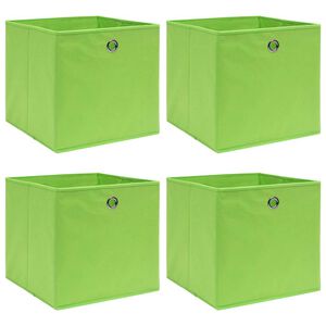 vidaXL Cajas de almacenaje 4 uds tela verde 32x32x32 cm