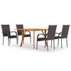 vidaXL Juego de comedor para jard&iacute;n 5 piezas marr&oacute;n