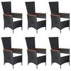 vidaXL Juego de comedor para jard&iacute;n de 7 piezas negro