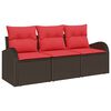 vidaXL Conjunto de sof&aacute; de jard&iacute;n 3 uds. Marr&oacute;n y rojo Polirat&aacute;n