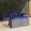 vidaXL Set de muebles de jard&iacute;n 7 pzas y cojines rat&aacute;n sint&eacute;tico gris
